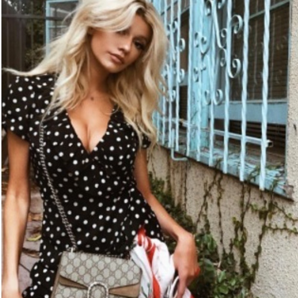 2 HOUR FLASH SALE 🌻 Polka Dot Wrap Mini Dress - Picture 4 of 6